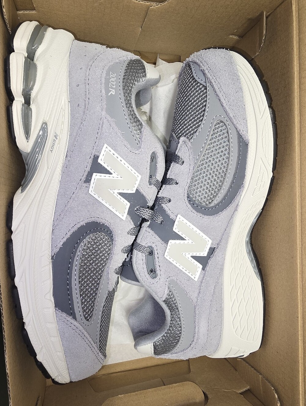 New Balance Gray and White 2002R Sneakers